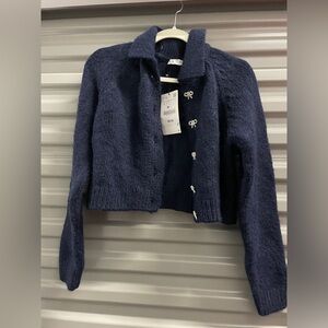 Zara Midnight Blue Cardigan with Crystal Accents